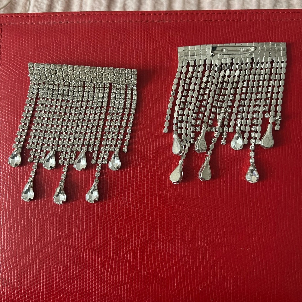 Crystal Fringe Dangle Earrings - Silver Tone